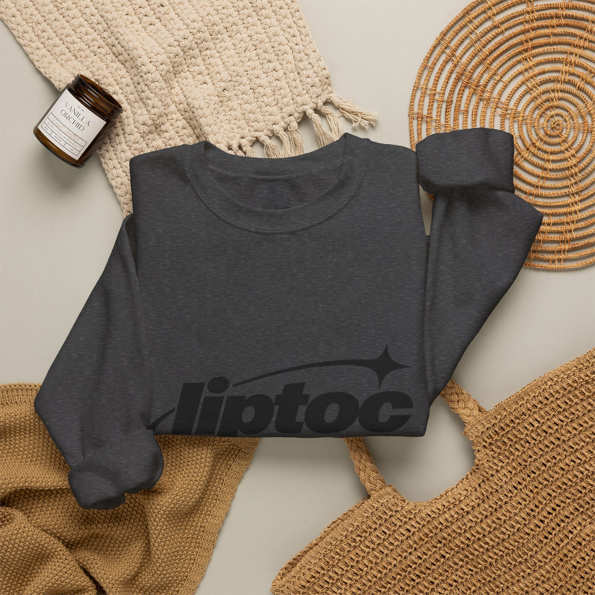 Liptoc Logo Crewneck Sweatshirt — Retro Spacewave Graphic