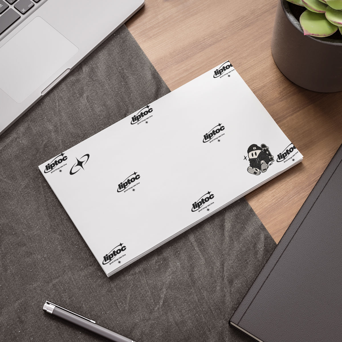 Post-it® Note Pads — Cute Black & White Cartoon Character Sticky Notes (Small Square)