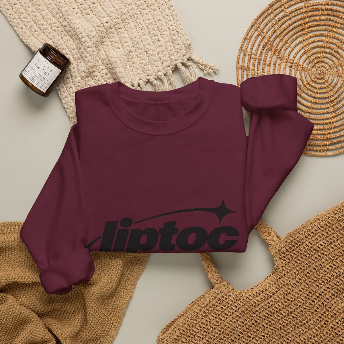 Liptoc Logo Crewneck Sweatshirt — Retro Spacewave Graphic