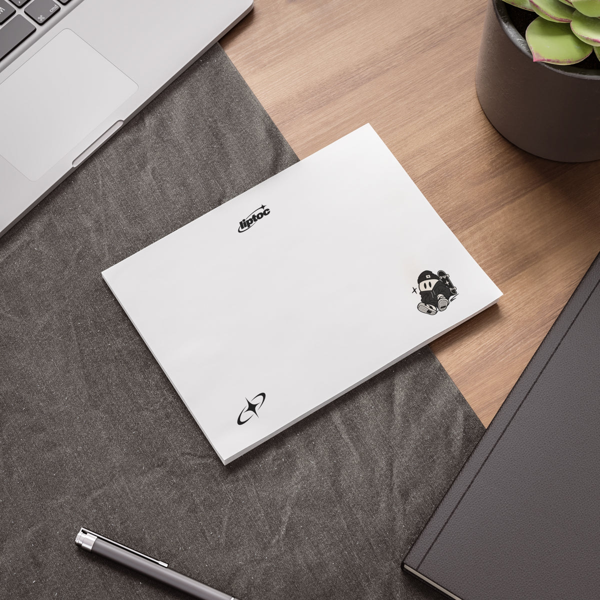 Post-it® Note Pads — Cute Black & White Cartoon Character Sticky Notes (Small Square)
