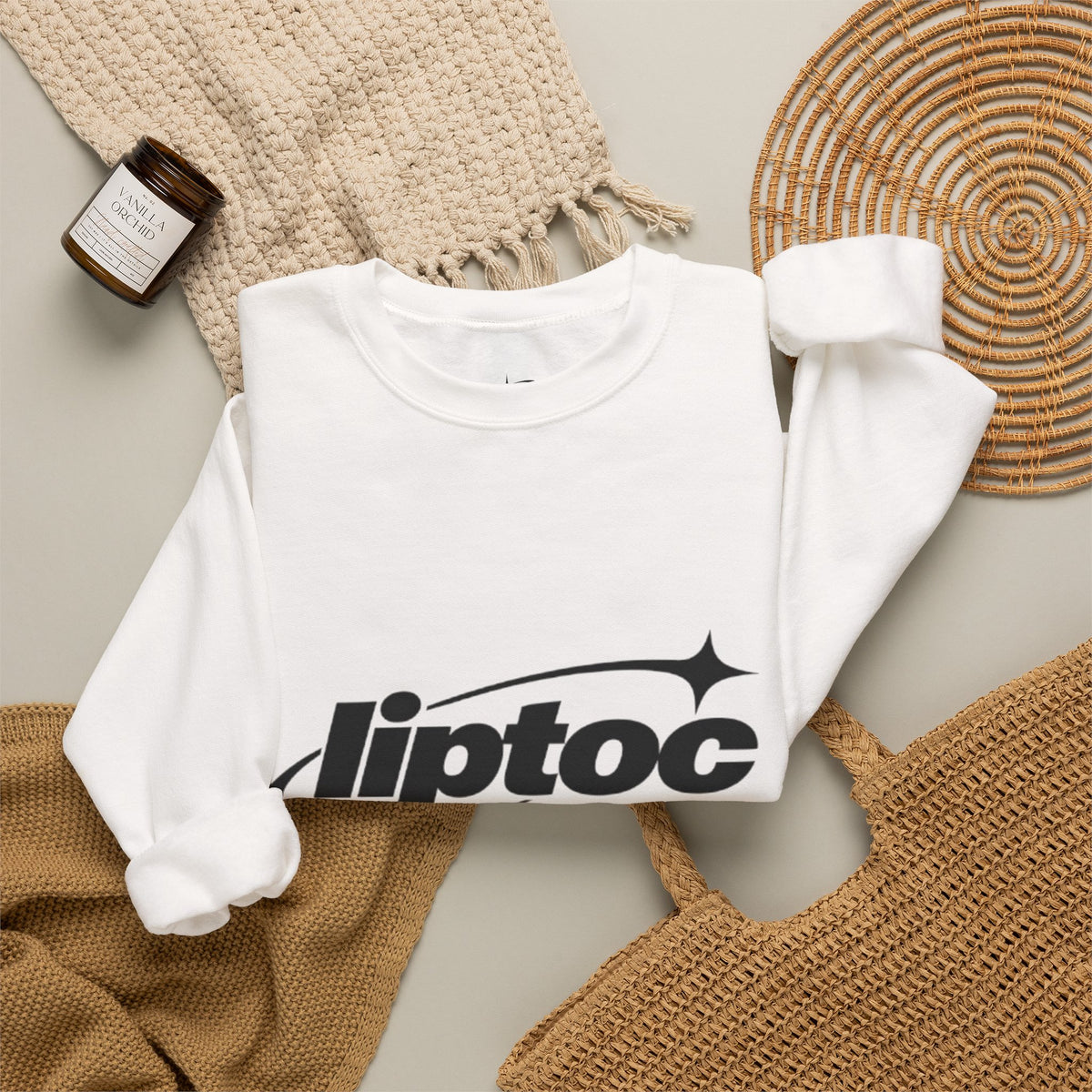 Liptoc Logo Crewneck Sweatshirt — Retro Spacewave Graphic