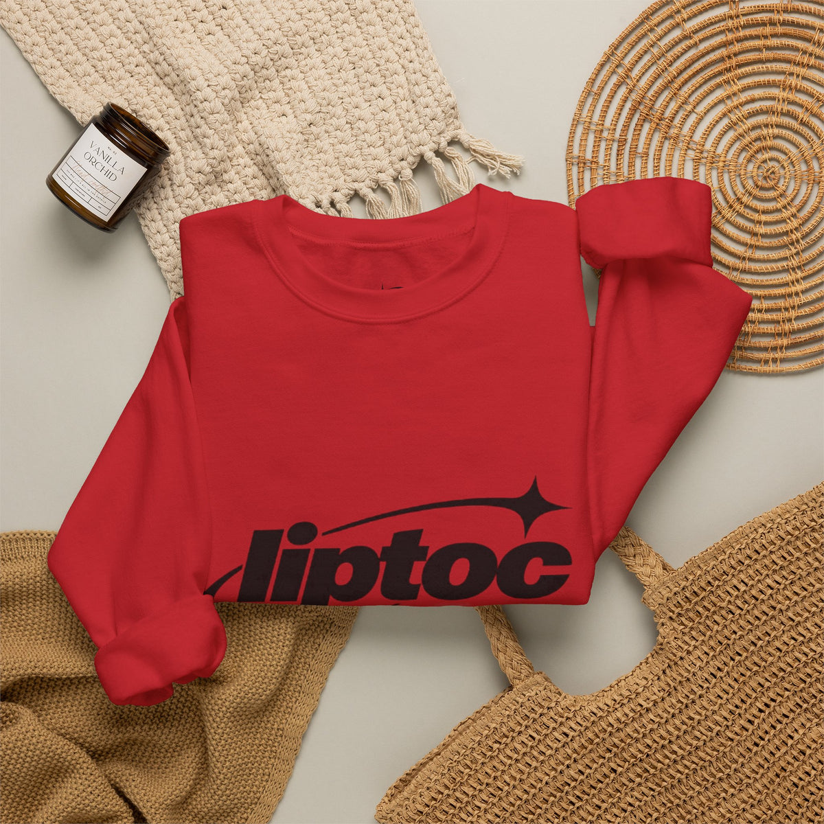 Liptoc Logo Crewneck Sweatshirt — Retro Spacewave Graphic