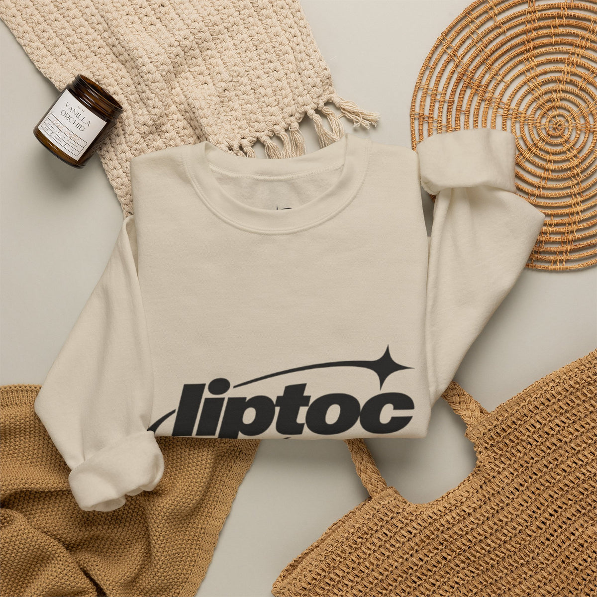 Liptoc Logo Crewneck Sweatshirt — Retro Spacewave Graphic