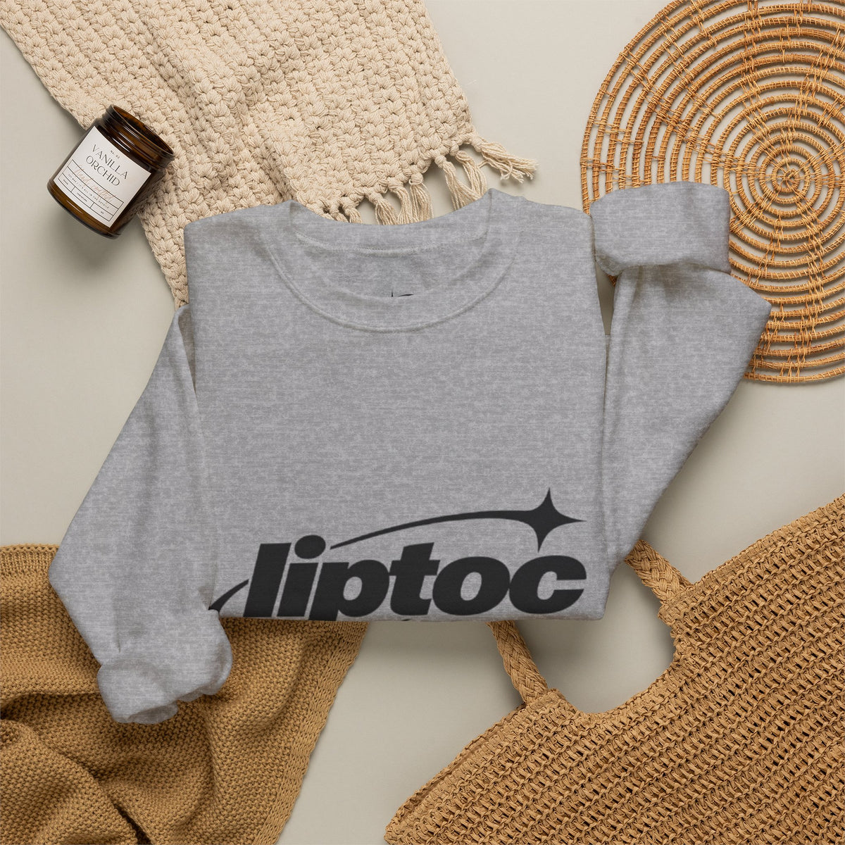 Liptoc Logo Crewneck Sweatshirt — Retro Spacewave Graphic