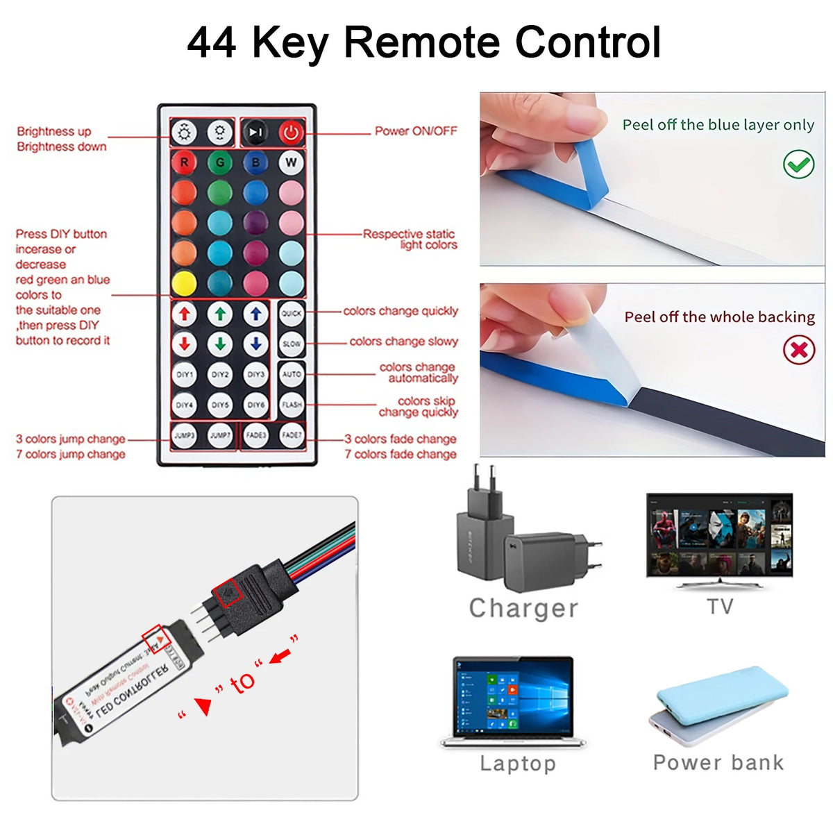 Tiras LED RGB con Mando a Distancia – Luces Ambiente para Habitación y TV
