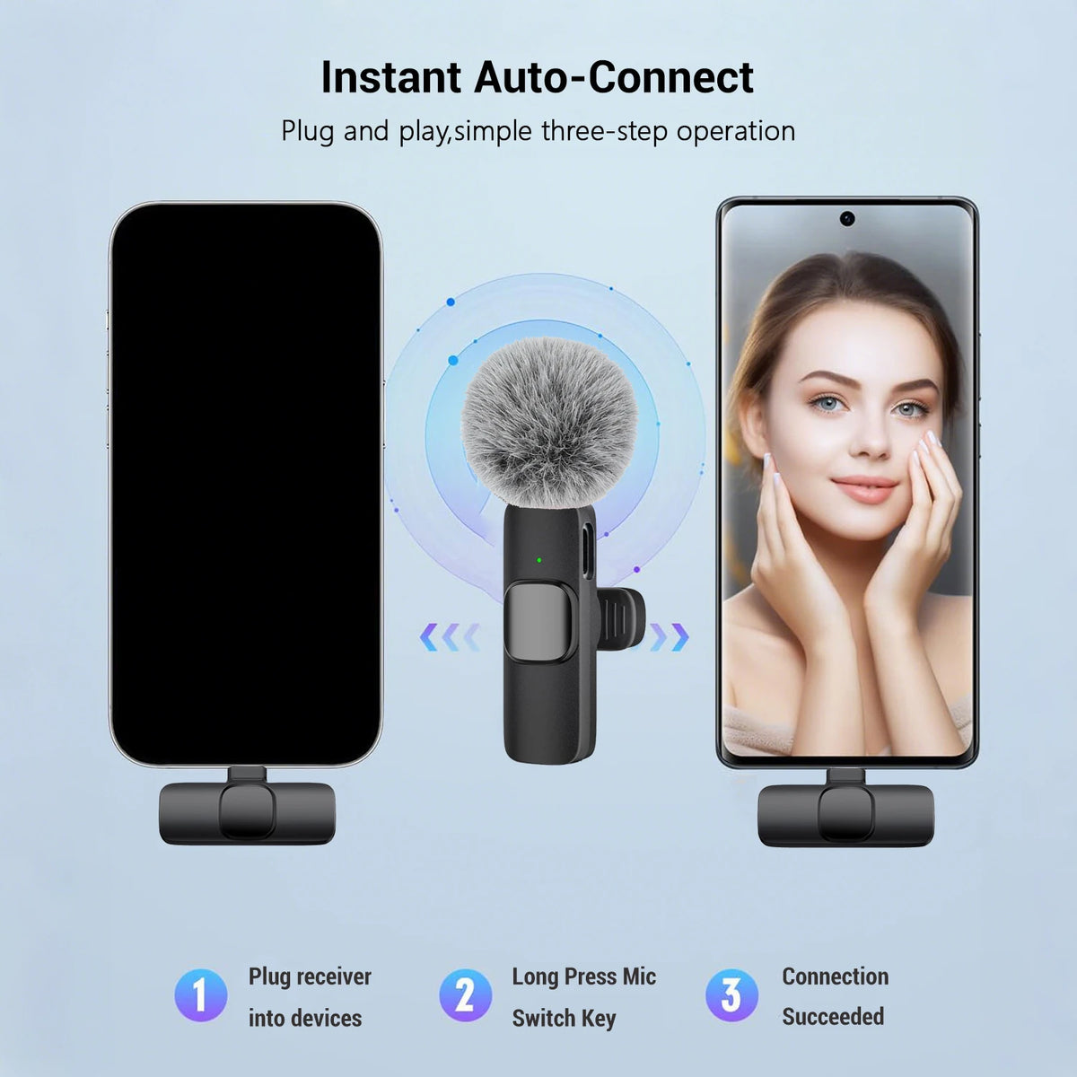Micrófono Inalámbrico de Solapa para Móvil y Tablet